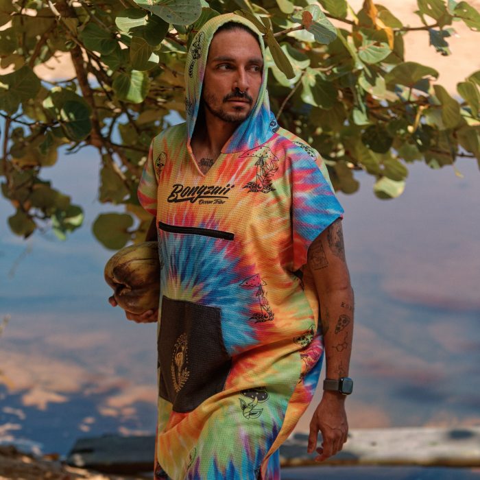 BONG-PONCHO-ADULT-NO-SLEEVES-TIE-DYE-SHROOM-TRIBE - Image 3